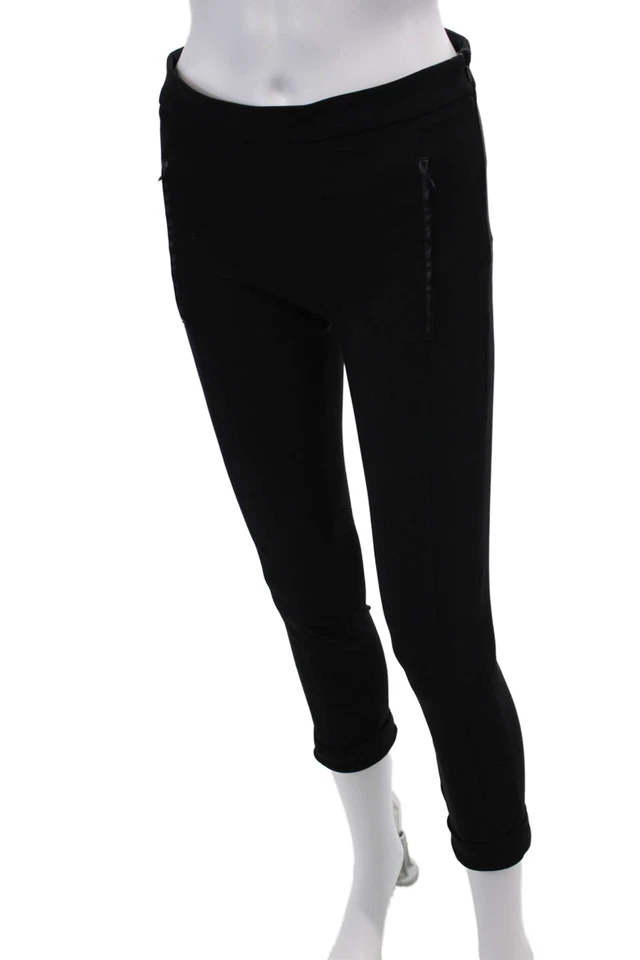 Pantalones Derek Lam para mujer de imitación de cuero con puños ajustados negros talla 0 Foto 2 de 4