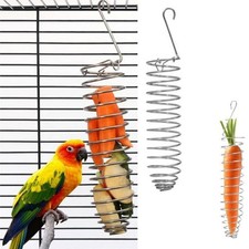 Stainless Steel Parrots Feeder Basket Feeding Perch Stand Multipurpose 1.7x9inch