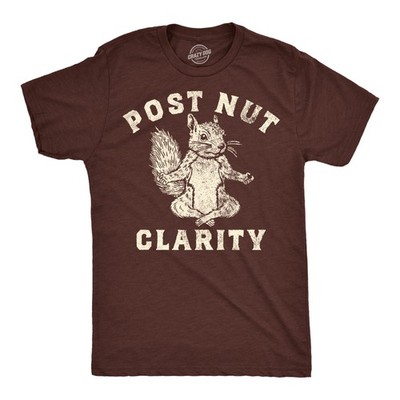 Mens Funny T Shirts Post Nut Clarity Sarcastic Squirrel Graphic Novelty Tee for
