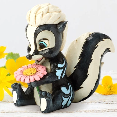 New JIM SHORE DISNEY Figurine FLOWER SKUNK Bambi Forest Friend Pink Daisy
