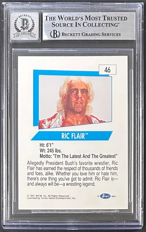 Ric Flair Signed 1991 Impel WCW Card #46 Beckett Auto 10 18338297 - Image 2 of 2