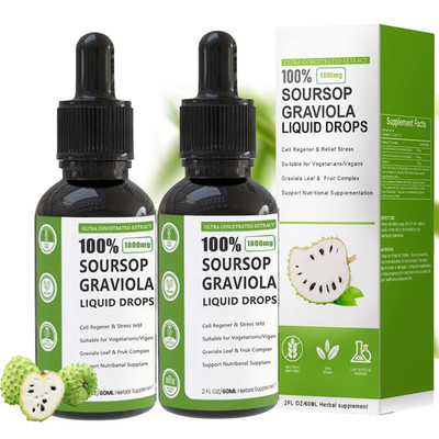 Soursop Graviola Liquid Drop, 100% Organic Pure Soursop Leaves and Fruit Extract