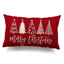 Merry Christmas Pillow Cover 12x20 Farmhouse 20" x 12" (Pack of 1) Red