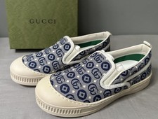 Gucci JR GG Dots Print Canvas Slip On Sneakers Kids Size 31 US 13 Authentic