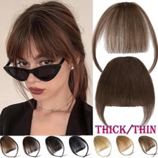 100% Real Human Hair Thick Thin Bangs Clip In Remy Fringe Front Piece Extensions
