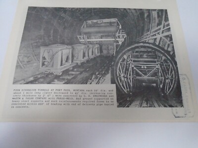 FORT PECK MONTANA TUNNEL  CIVIL ENGINEERING  SINGLE PAGE ILLUS - 1950s era /
