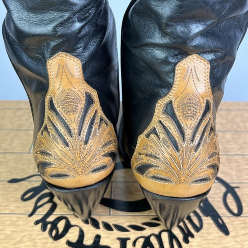 Lucchese Charlie Horse Women’s 7.5B Gold Triad Lazer Slouch Cowboy Boots NEW - Picture 7 of 10