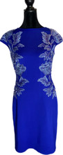 Tadashi Shoji ATI1794MXZ Dress Womens Blue Violet Lagoon Sz 4 NWT