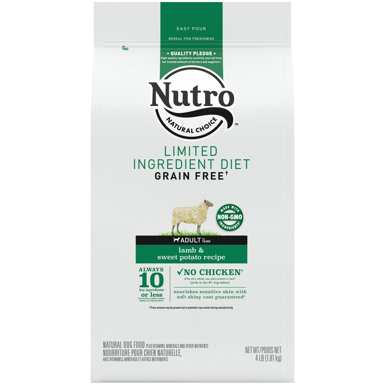 Nutro Diet Adult Dry Dog Food Lamb & Sweet Potato Dog Kibble 4 Lb. Bag Vitamin
