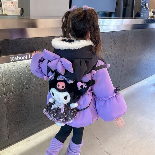 Girls Lolita Down Cotton-padded Jacket Kuromi My Melody Bow Winter Coat Outwear - Picture 8 of 14
