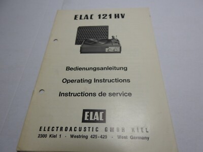 Elac 121HV Bedienungsanleitung