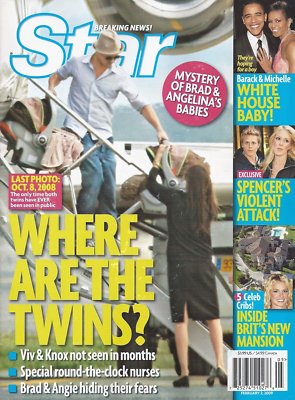 Star Magazine February 2 2009 Brad Pitt Angelina Jolie Barack Michelle Obama