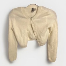 Divided Cardigan Cream Size XS Button Front Cropped