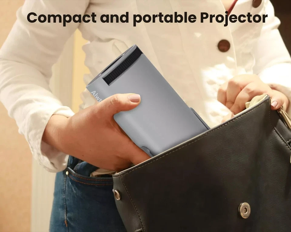 Alwtniet Mini Proiettore Portatile Auto Keystone 5G WiFi BT5.0 Supporto 4K 1080P - Immagine 2 di 4