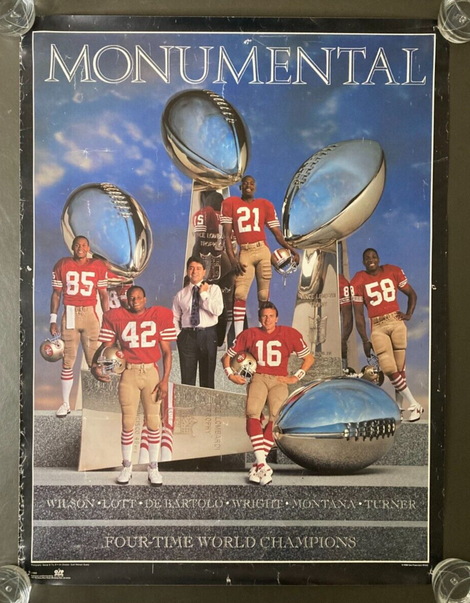 Placa vntage de Joe Montana, San Francsco 49ers, con 4 tarjetas y
