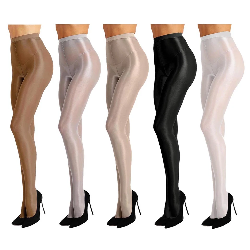 DE Damen Strumpfhose Glossy Glänzend Hosen Reißverschluss Strümpfe Tights - Bild 2 von 2