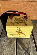 Vintage Wooden Purse With Mirror