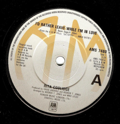 RITA COOLIDGE - I'd Rather Leave While I'm In Love MS 7480           VINYL MINT