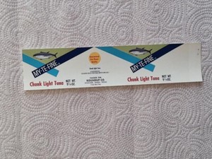 1 My-Te-Fine Chunk White Tuna Vintage Can Label Roundup Co Spokane, WA