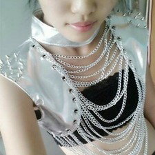 Damen Weste Top Kette Nieten Punk Kostüm Jazz Tanz Club Kostüm