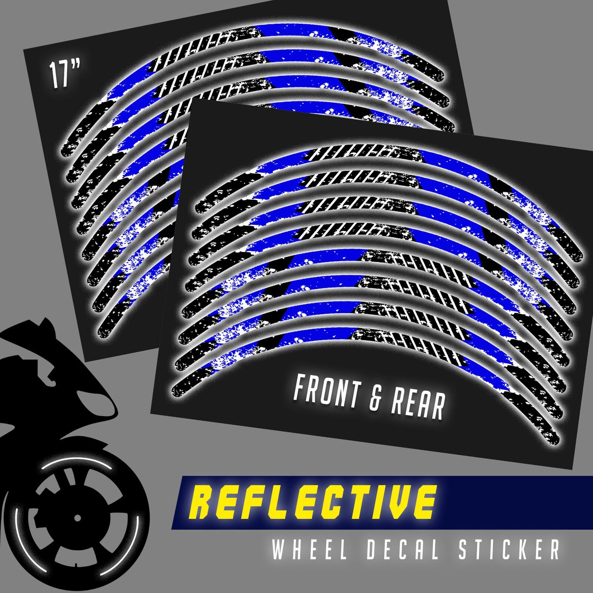SH06 Blue 17 INCH REFLECTIVE RIM STICKER For Kawasaki Ninja