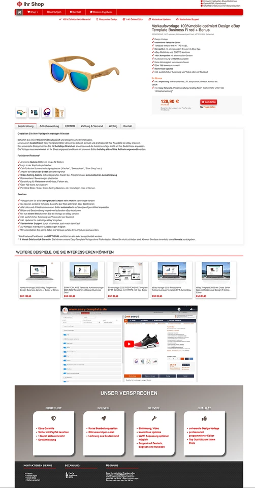 Modello di vendita 100% mobile ottimizzato design eBay Template Business R red + bonus - Immagine 3 di 4