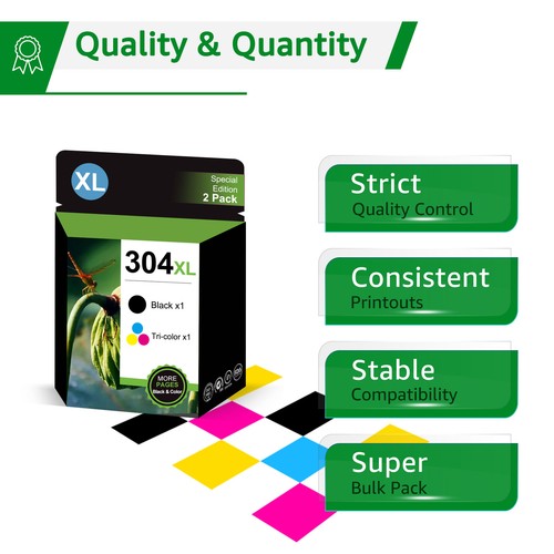 -2x 304XL Patronen für HP 304XL DeskJet 2620 2630 3720 3730 3750 Envy 5010 5030 - Bild 2 von 9