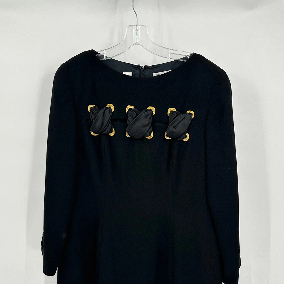 Vestido vintage Bill Blass para mujer talla 14 negro bordado Peek A Boo evento noche Foto 2 de 4