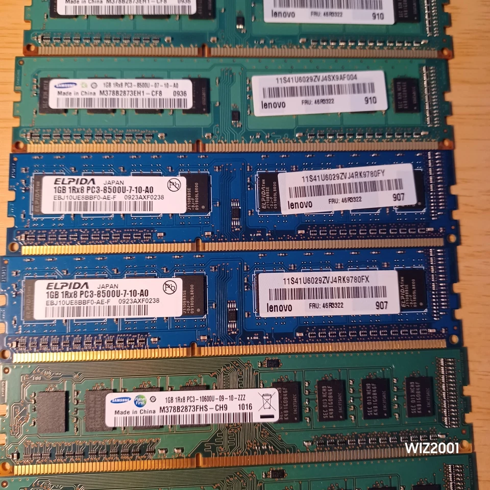 Lot 6x DDR2 1GB Desktop Memory RAM Non ECC Samsung Elpida Lenovo Mixed Speed - Image 4 of 4