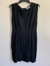 Ann Taylor Loft Black Rayon Blend Sheath Dress Fully Lined SZ 10P