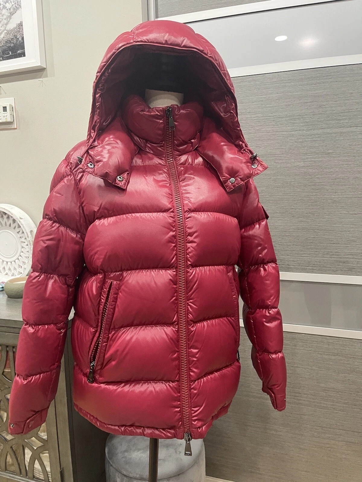 AUTENTICO GIUBBOTTO MONCLER FUSTET PIUMINO con cappuccio ROSSO taglia 2 $1750