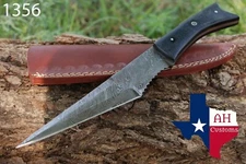 CUSTOM HAND FORGED DAMASCUS STEEL HUNTING KNIFE & MICARTA HANDLE AH-1356