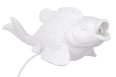 moderne Tischlampe, Leuchte Koi Fisch weiß L. 44cm aus Kunstharz Gilde - Bild 1 von 2