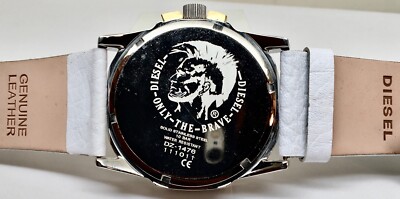 New Original Diesel DZ1476 Leather Band Watch White Dial