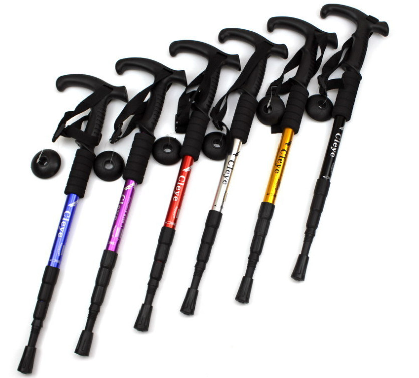 2X Trekking Poles Nordic Walking Hiking Sticks Adjustable Anti-shock Alpenstock