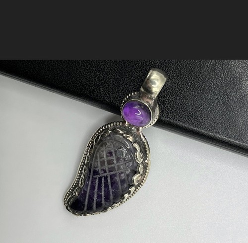 Amethyst Feather Pendant/ Tibetan Silver/0040 - Picture 4 of 5