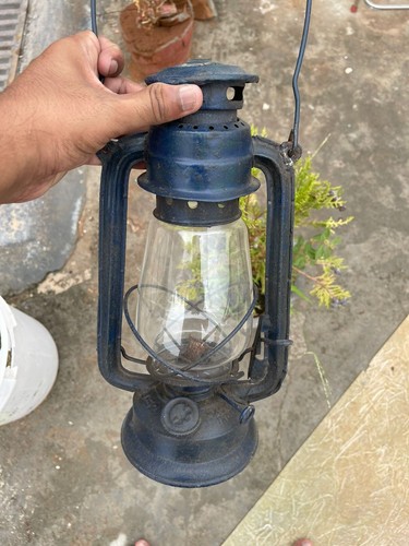 Antique Iron UJALA -52 Lantern Navy Blue Color Kerosene Oil Lamp - 196 - Picture 9 of 11
