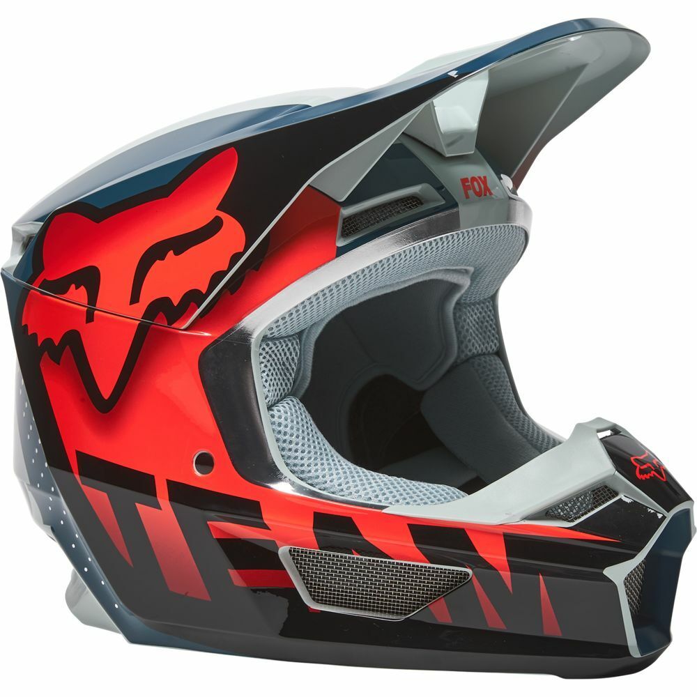 Taglia S - Casco Uomo Fox V1 TRICE Grigio Arancio Mx Helmet MIPS Cross Enduro