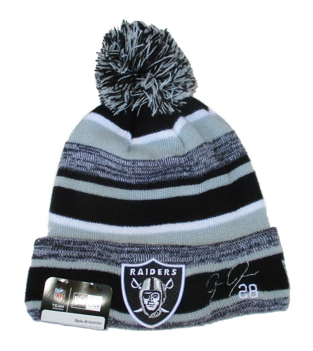 Las Vegas Raiders #28 Josh Jacobs Facsimile Autograph Knit Beanie