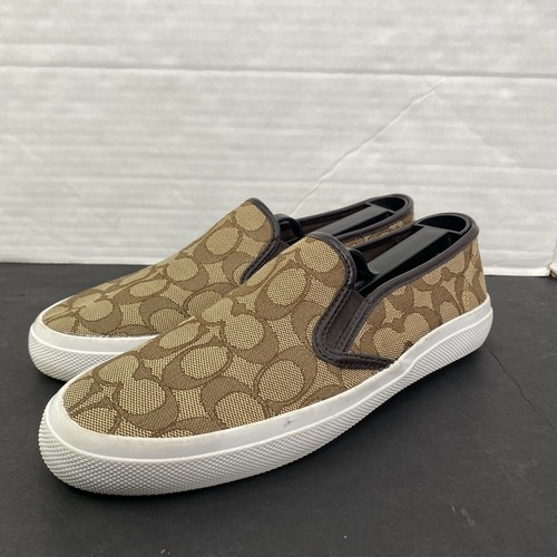 Coach Shoes Women’s 8.5B Brown All Over Logo Print Chrissy Slip On (NO INSOLES)