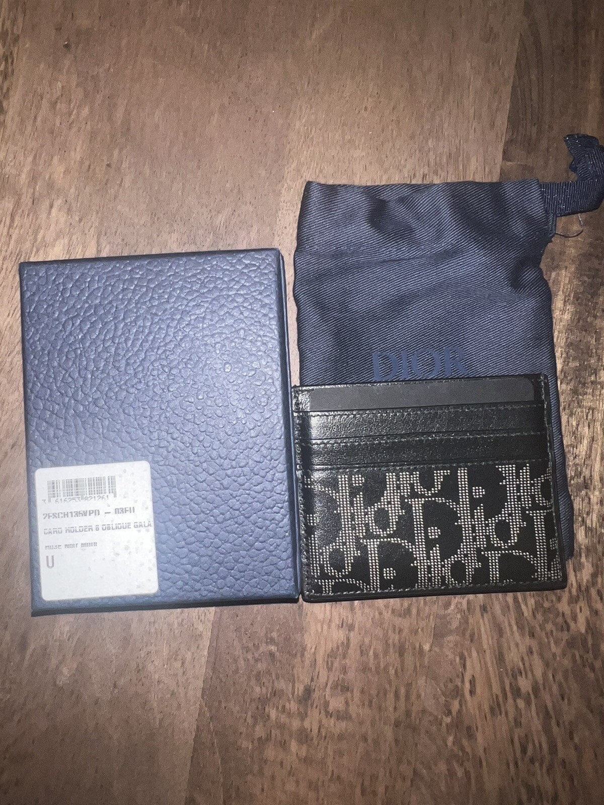 CHRISTIAN DIOR Men’s Card Case Wallet Black Oblique G… Gem