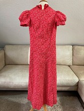 Retro Vintage Children' Girls' Long Dress Size 140 Red With White Festive Unique