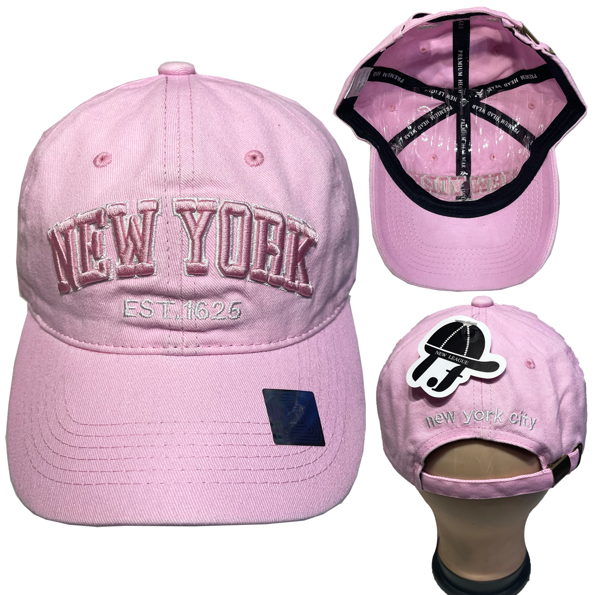 New York EST 1625 Denim 100% Cotton Washed Cap Adjustable New York EST 1625 Denim 100% Cotton Washed Cap Adjustable