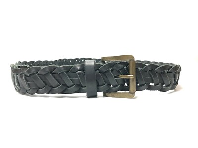 H M Belt Women's Black Large Braided Woven Casual Gold