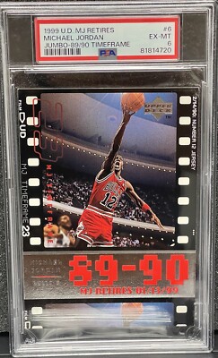 1999 MJ Retires Michael Jordan 4x6 JUMBO 89/90 Timeframe PSA 6