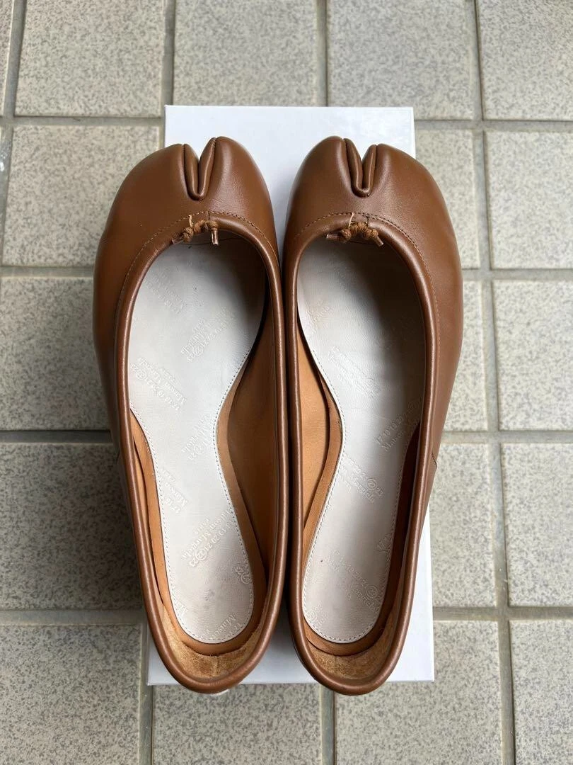 Used Maison Margiela TABI Flat Shoes Pumps Ballet Brown Leather