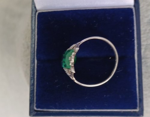 Anillo vintage de plata 830 marcasita y piedra de vidrio verde Art Deco cóctel - Imagen 4 de 12