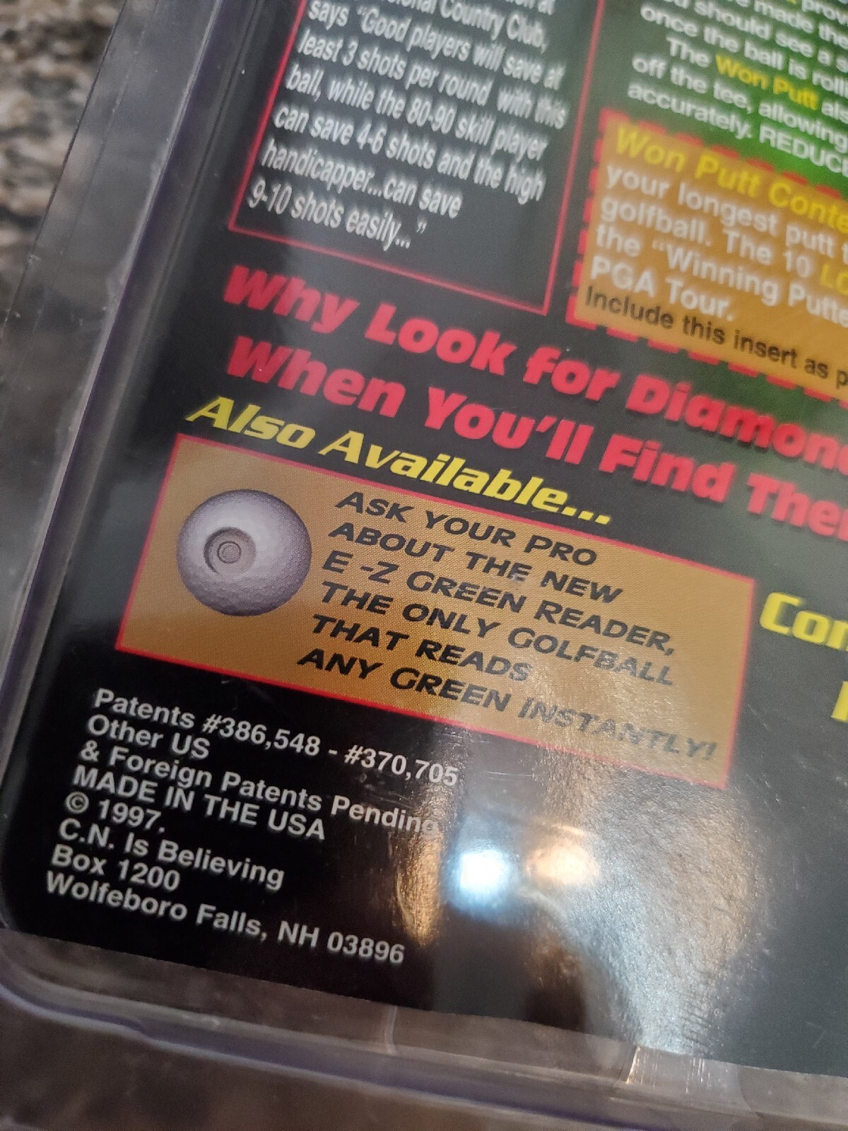 Won Putt Black Diamonds Rare Top Flite XL vintage pack of 2 balls 1997 