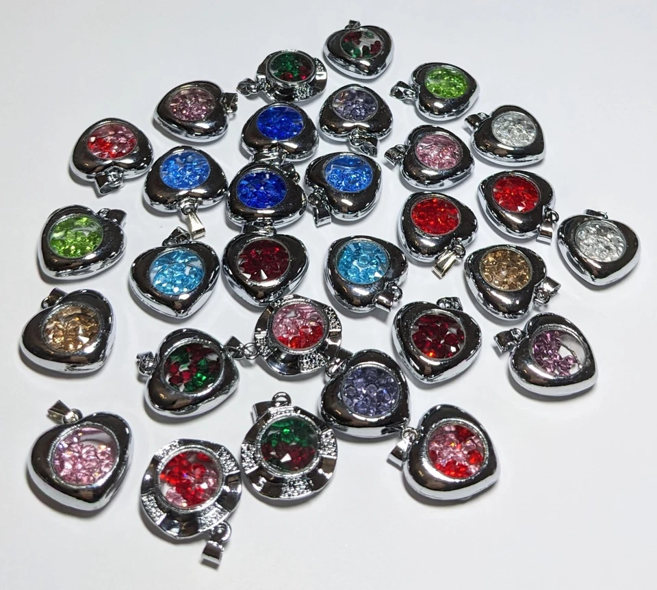 Dijes de corazón para hacer joyas tono plata multicolor 20 mm 18 piezas Foto 4 de 4