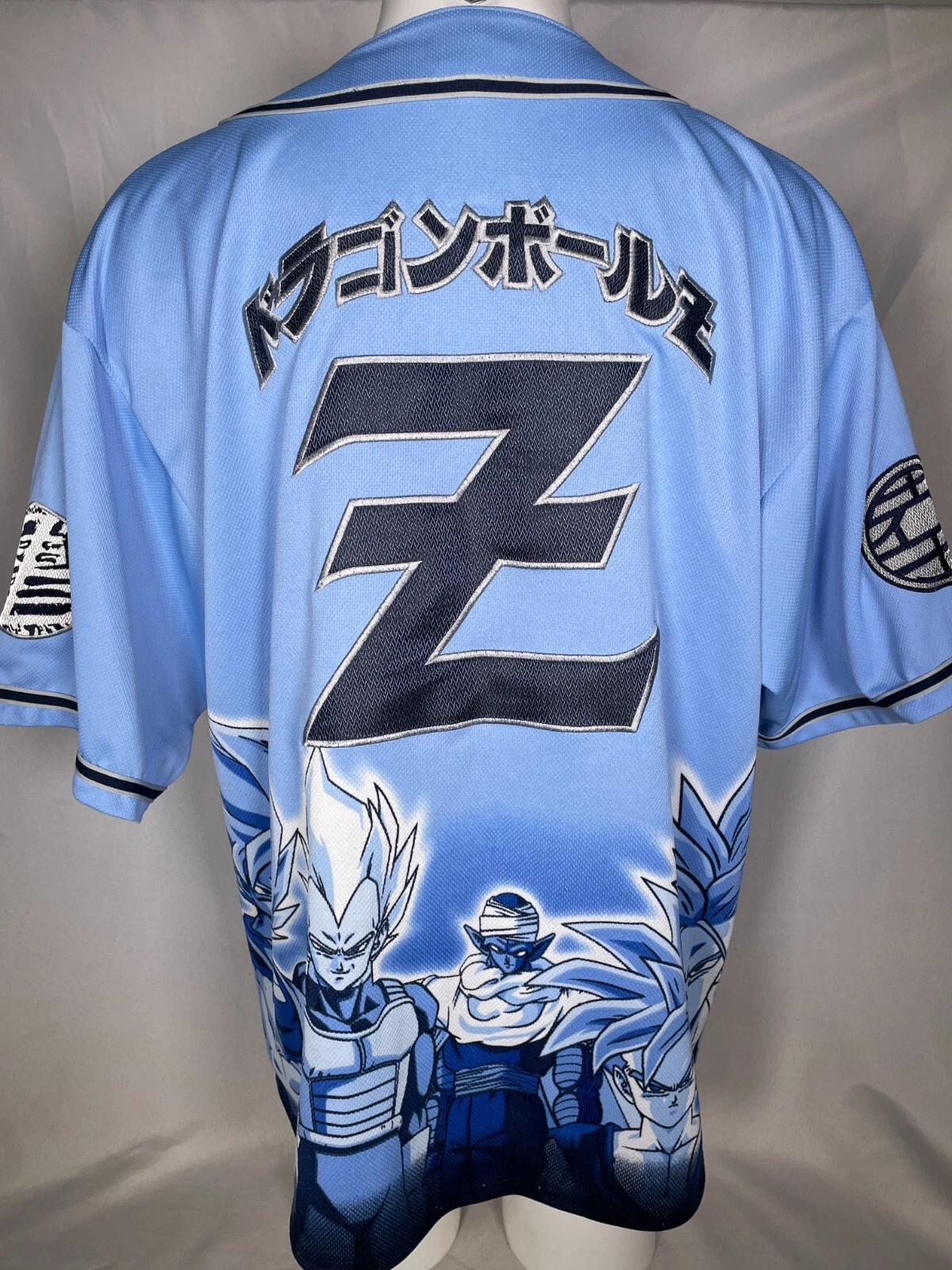 VTG 2001 Dragon Ball Z Funimation Production Blue Baseball Jersey